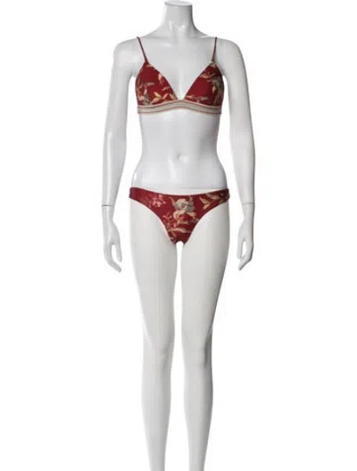 Pre-owned Zimmermann Floral Print Bikini In Red