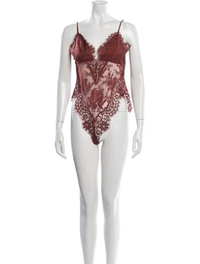 Pre-owned Zimmermann Floral Print V-neck Bodysuit In Purple