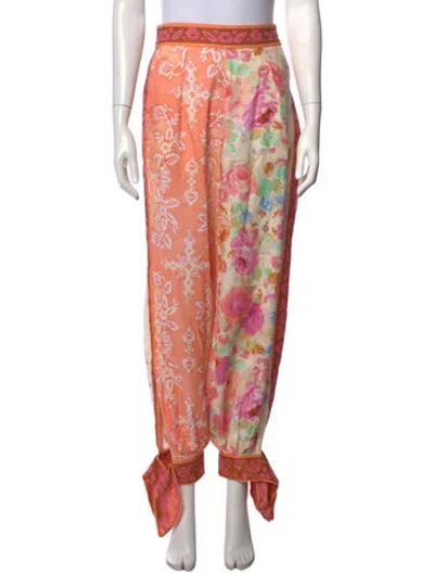 Pre-owned Zimmermann Floral Print Wide Leg Pants In Neutrals