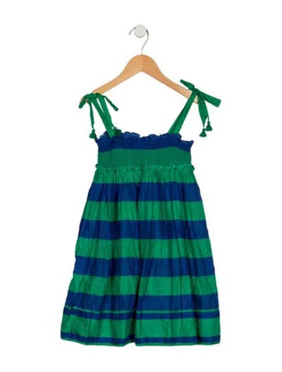 Pre-owned Zimmermann Kids' Girls Pleated Pattern Printed Dress In Green