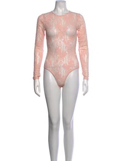 Pre-owned Zimmermann Lace Floral Print Bodysuit W/ Tags In Pink