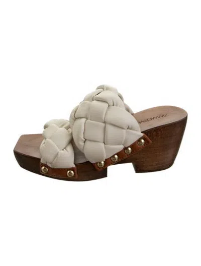 Pre-owned Zimmermann Leather Braided Accents Slides In Gold