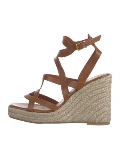 Pre-owned Zimmermann Leather Lasercut Accents Espadrilles In Brown
