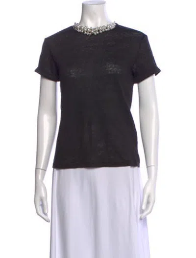 Pre-owned Zimmermann Linen Crew Neck T-shirt In Black