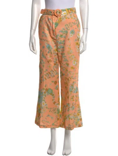 Pre-owned Zimmermann Linen Flared Pants In Orange