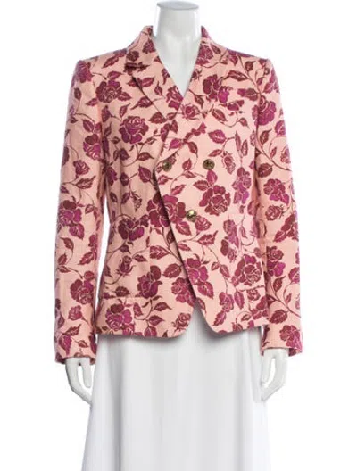 Pre-owned Zimmermann Linen Floral Print Blazer In Multicolor