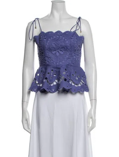 Pre-owned Zimmermann Linen Floral Print Blouse In Purple