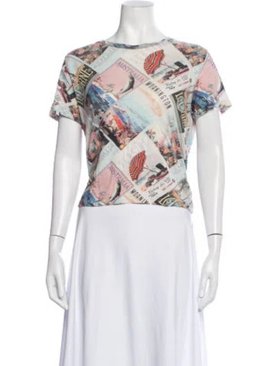 Pre-owned Zimmermann Linen Graphic Print T-shirt In Neutrals/white