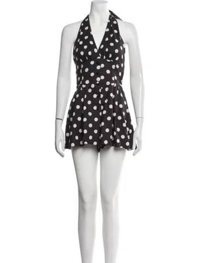 Pre-owned Zimmermann Linen Polka Dot Print Romper In Grey