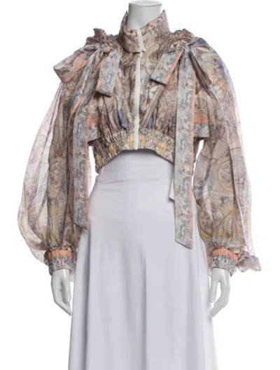 Pre-owned Zimmermann Linen Printed Jacket W/ Tags In Multicolor