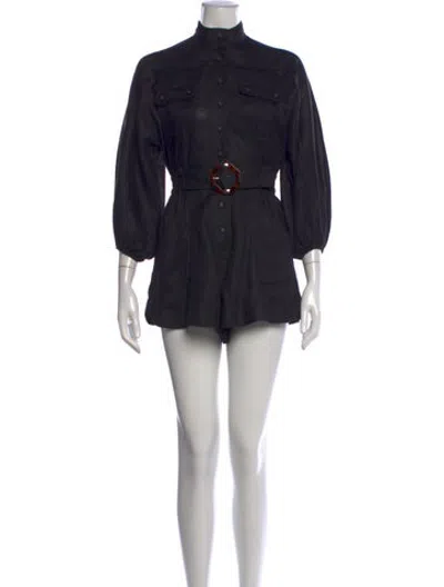 Pre-owned Zimmermann Linen Romper In Black
