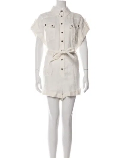 Pre-owned Zimmermann Linen Romper W/ Tags In Neutrals