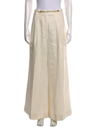 Pre-owned Zimmermann Linen Wide Leg Pants In Neutrals