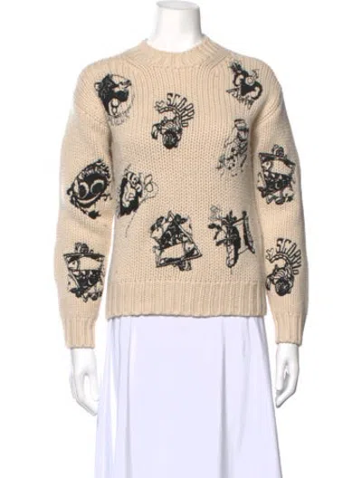 Pre-owned Zimmermann Merino Wool Graphic Print Sweater In Neutrals