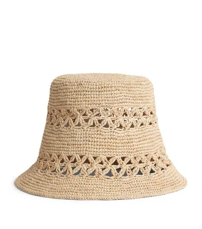 Zimmermann Raffia Woven Bucket Hat In Beige