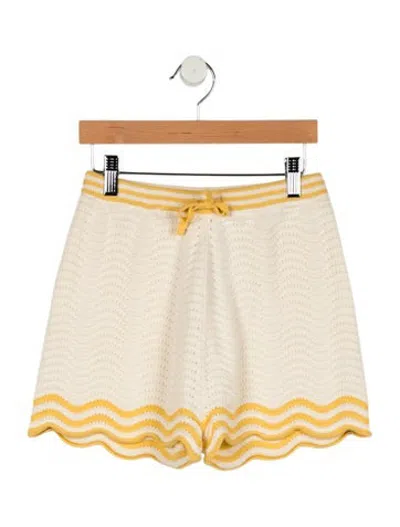 Pre-owned Zimmermann Kids' Scalloped Mini Shorts W/ Tags In Neutrals