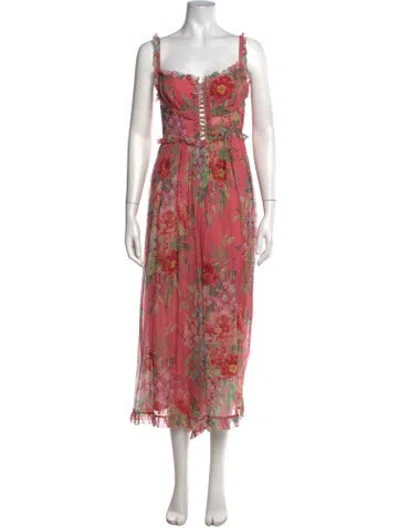 Pre-owned Zimmermann Silk Floral Print Jumpsuit In Pink