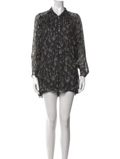 Pre-owned Zimmermann Silk Floral Print Romper In Black
