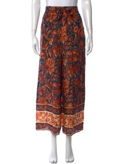 Pre-owned Zimmermann Silk Wide Leg Pants In Blue