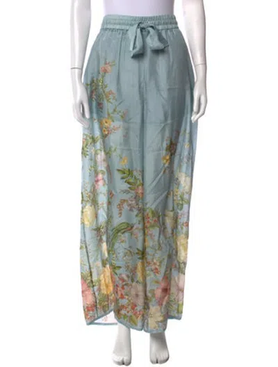 Pre-owned Zimmermann Silk Wide Leg Pants In Blue