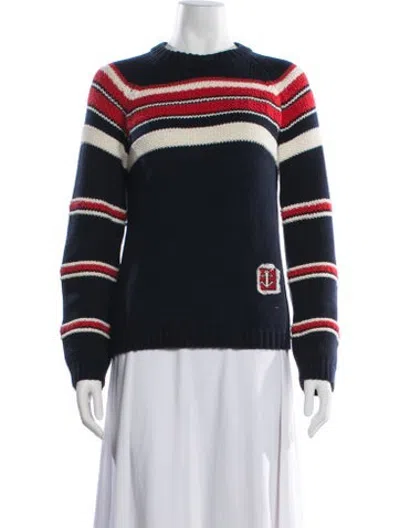 Pre-owned Zimmermann Striped Crew Neck Sweater In Black/blue