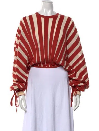 Pre-owned Zimmermann Striped Crew Neck Sweater In Orange
