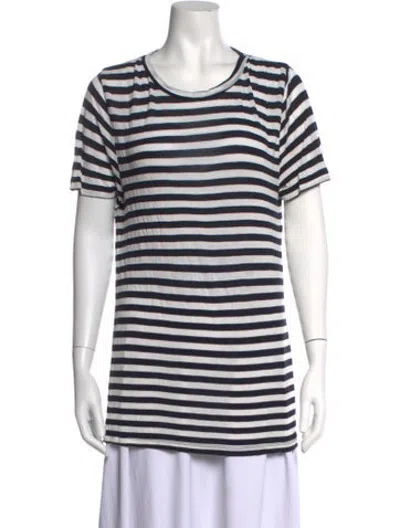 Pre-owned Zimmermann Striped Crew Neck T-shirt In Black/white