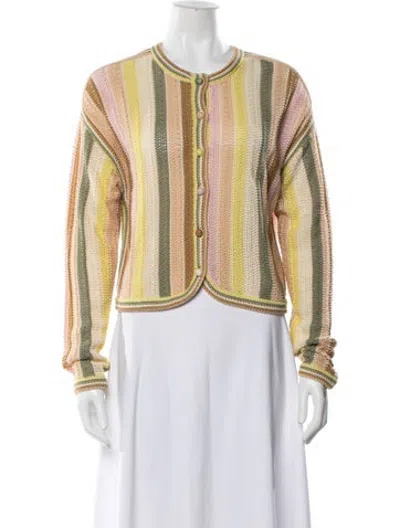 Pre-owned Zimmermann Striped Open Front Sweater In Yellow
