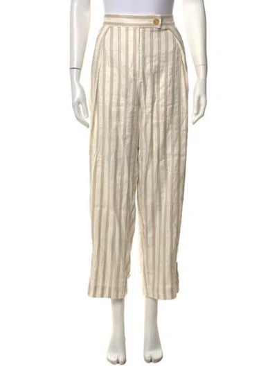 Pre-owned Zimmermann Striped Straight Leg Pants In Neutrals