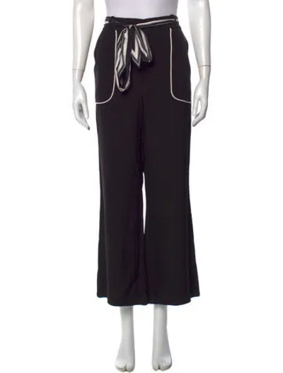 Pre-owned Zimmermann Striped Wide Leg Pants In Black