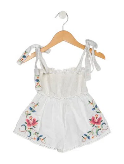 Pre-owned Zimmermann Babies' Toddler Girls' Sleeveless Embroidered Romper In White