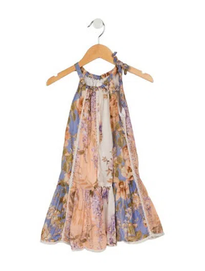 Pre-owned Zimmermann Babies' Toddler Girls' Sleeveless Floral Dress In Blue/pink