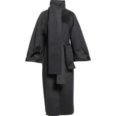 Zimmermann Valiant Wool Blend Coat With Scarf In Black