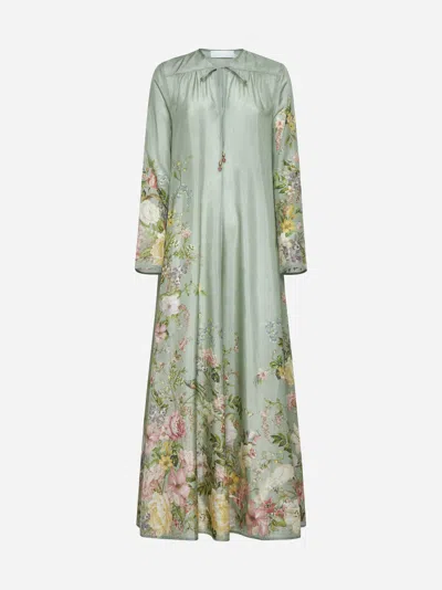 Zimmermann Waverly Print Silk Maxi Dress In Sage Floral