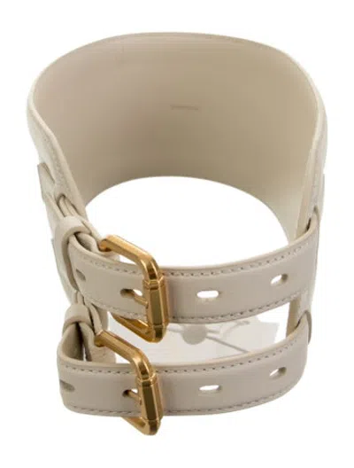 Pre-owned Zimmermann Wide Leather Waist Belt In Neutrals