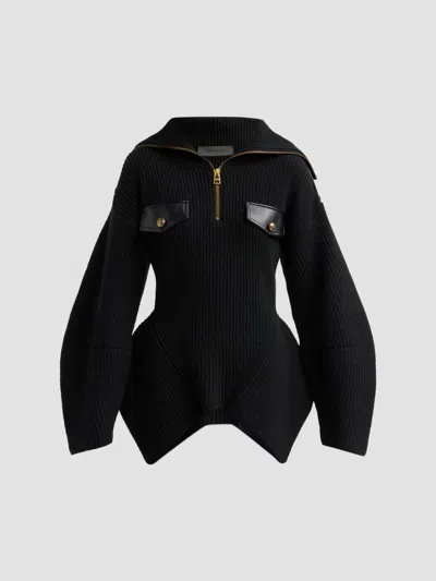 Zimmermann Women's Clash Wool Utility Sweater In Black