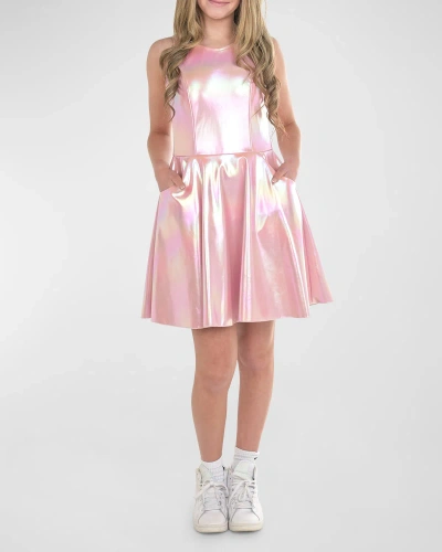 Zoe Kids' Girl's Iridescent Dress W/ Pockets In Pink