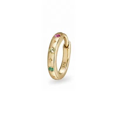 Zohreh Women's Celestial Gemstone Huggie Hoop Earring 9k Gold