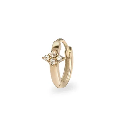 Zohreh Women's Diamond Cluster  Huggie Hoop Earring 9k Gold