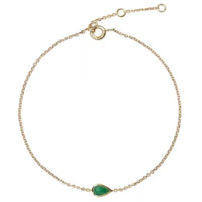Zohreh Women's Gold / Green Emerald Raindrop Bracelet 9k Gold In Gold/green