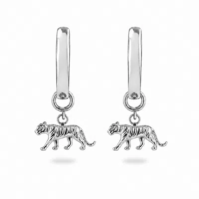 Zohreh Women's Tiger Hoop Earrings Sterling Silver