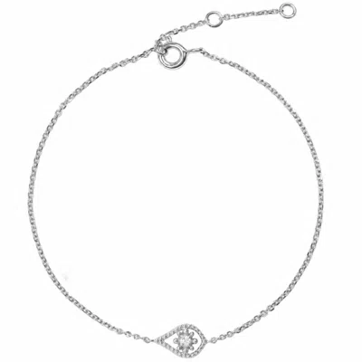 Zohreh Women's White Sapphire Paisley Teardrop Bracelet Sterling Silver