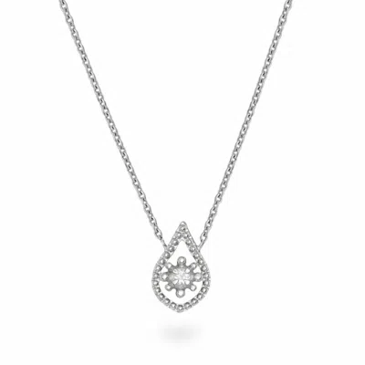 Zohreh Women's White Sapphire Paisley Teardrop Necklace Sterling Silver
