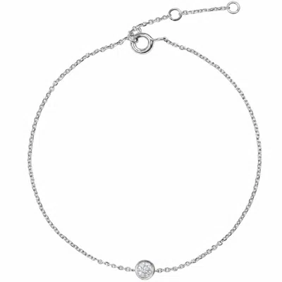 Zohreh Women's White Sapphire Solitaire Bracelet Sterling Silver