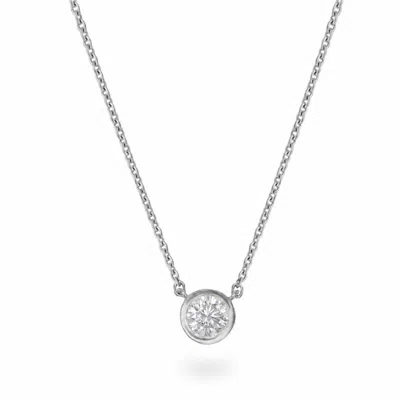 Zohreh Women's White Sapphire Solitaire  Necklace Sterling Silver