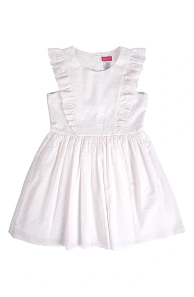 Zunie Kids' Eyelet Flutter Sleeve Dress In White