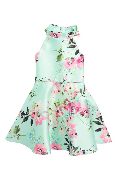 Zunie Kids' Halter Fit-and-flare Dress In Mint Multi