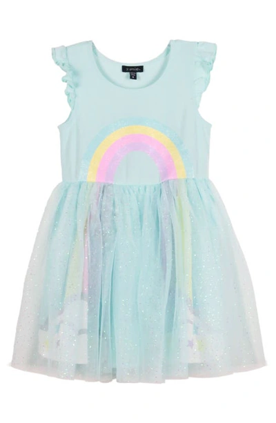 Zunie Kids' Rainbow Tutu Dress In Mint Multi