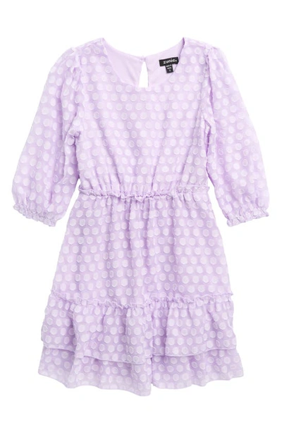 Zunie Kids' Three-quarter Sleeve Chiffon Dress In Lilac