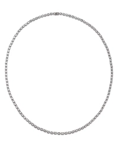 Zydo 18k White Gold Mosaic Diamond Long Statement Necklace, 32 In Metallic
